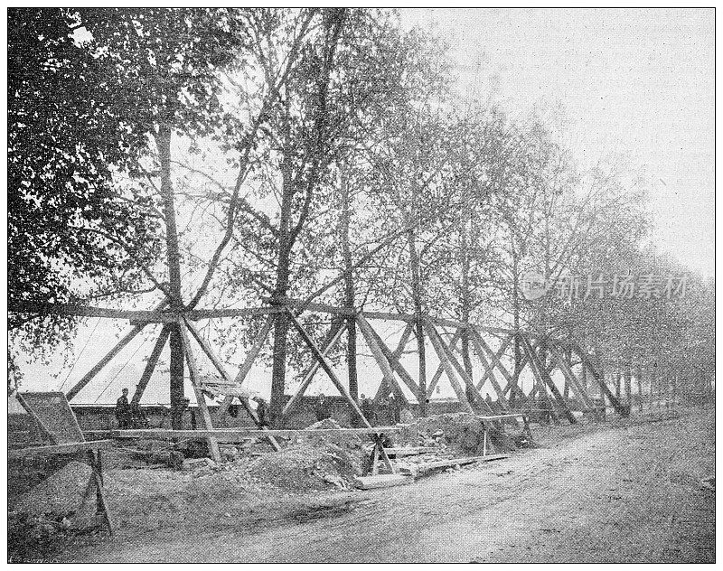 古董照片:铁路建设和改进，Ligne D'Orleans, Quai Conti